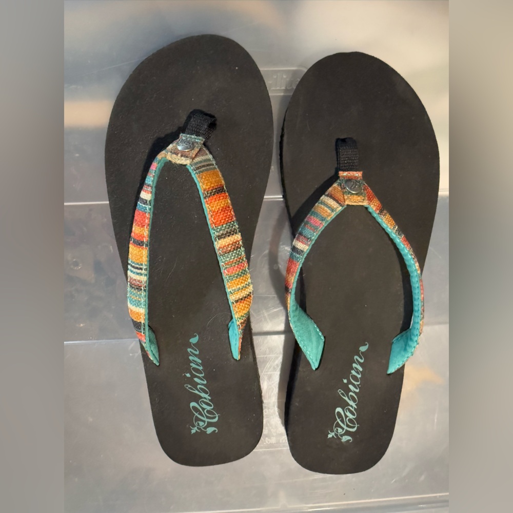 Cobian Women's Black Sandals with Multicolor Straps